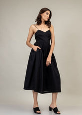 A Model Wearing Black Upcycled Cotton Mary Black Dress, curated by Only Ethikal